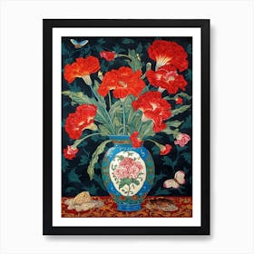 Sweet Pea Still Life William Morris Style Art Print