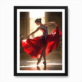 Ballerina In Red Dress Art Print