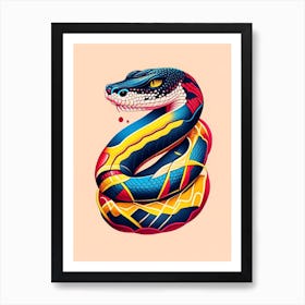 Bull Snake Tattoo Style Art Print