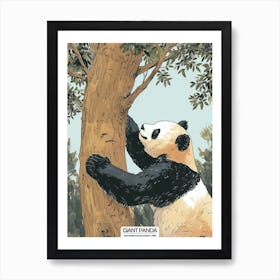 Giant Panda Scratching Its Back Against A Tree Poster 1 Art Print