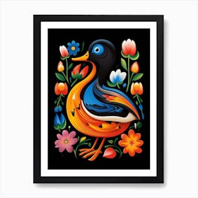 Folk Bird Illustration Mallard Duck 1 Art Print
