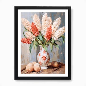 Hyacinth Flower And Peaches Still Life Painting 2 Dreamy Art Print