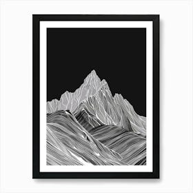 Beinn Mhanach Mountain Line Drawing 3 Art Print