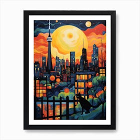 Toronto, Canada Skyline With A Cat 0 Art Print