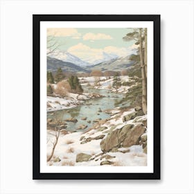 Vintage Winter Illustration Lake District United Kingdom 2 Art Print