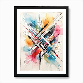 Abstract Design Hand Drawn Arrows And Markings Swirling Pattern Overlapping Lines Varying Line T (4) Art Print