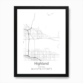 Highland Village,United States Minimalist Map Póster