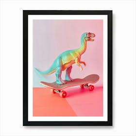 Pastel Toy Dinosaur On A Skateboard 2 Art Print