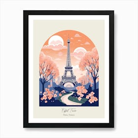 Eiffel Tower   Paris, France   Cute Botanical Illustration Travel 4 Poster Art Print