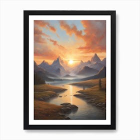 Sunset In The Mountains 5 Art Print