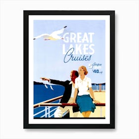 Great Lakes Cruises, Vintage Travel Poster Art Print