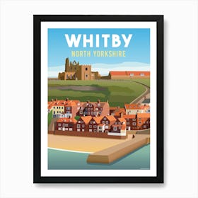 Whitby Abbey Steps Harbour Yorkshire Art Print