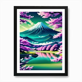 Mt Fuji Painting Cherry Blossoms Mount Fuji Japan Art Print