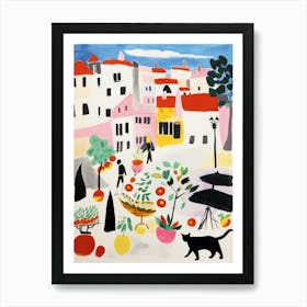 The Food Market In Sintra 1 Illustration Art Print