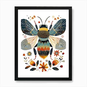 Colourful Insect Illustration Bee 2 Art Print