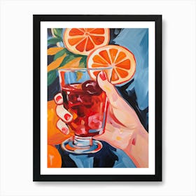 Colourful Hand Holding An Oranges Cocktail Art Print