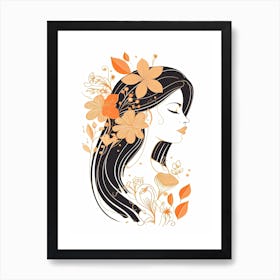 Bloom Body Woman Neutral Colours Boho Style 1 Art Print