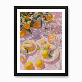 Pink Breakfast Food Lemon Cake 1 Art Print