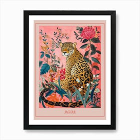 Floral Animal Painting Jaguar 1 Poster Art Print