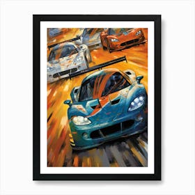 Race In The Sun Retro Racing Car Art Print