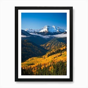 Alpine Landscape Unfurls Across Panoramic Canvas Autumn Colors Drape The Mountain Slopes Fiery Map Art Print