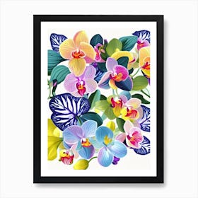 Orchids 2 Modern Colourful Flower Art Print