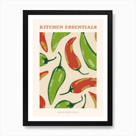 Red & Green Chilli Pattern Poster 2 Art Print