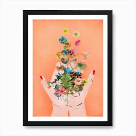 Fridas Hands (Peach) Art Print