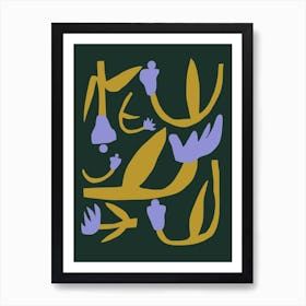 Purple And Gold Flower Cut Out Art Print