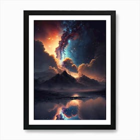 Nebula mountains Art Print