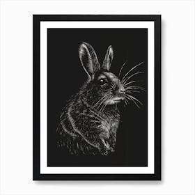 Chinchilla Blockprint Rabbit Illustration 6 Art Print