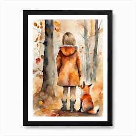 Girl with fox Art Print