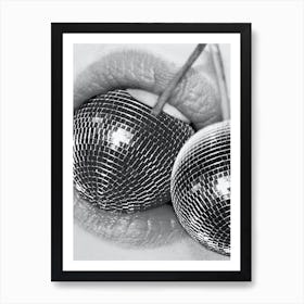 BITE me - Disco Cherry & Lips Black And White Art Print