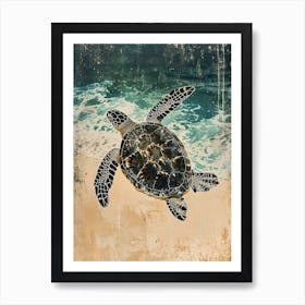 Vintage Sea Turtle Scrapbook Inspired 1 Art Print