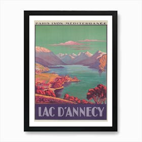Lac D'Annecy France Vintage Travel Poster Art Print