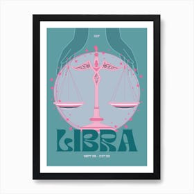 Teal Zodiac Libra Art Print