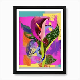 Calla Lily 1 Neon Flower Collage Art Print