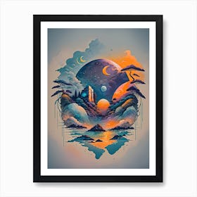 Colorful Unknown River in Planet Painting Art Print