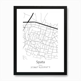 Spata,Greece Minimalist Map Art Print