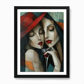 Two Women Drinking Wine 5 Art Print