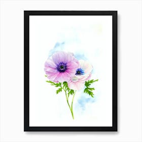 Anemone 2 Watercolour Flower Art Print