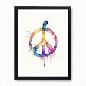 Peace And Love Symbol 1 Minimal Watercolour Art Print