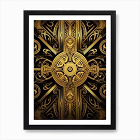 Gold Ornate Cross Art Print