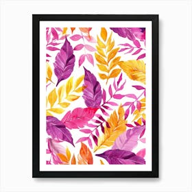 Watercolor Autumn Leaves Seamless Pattern 6 Art Print