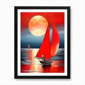 Sailboat At Sunset 5 Affiche