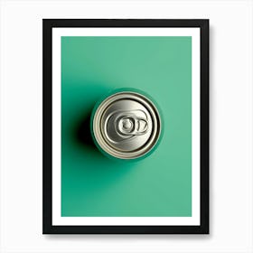 Can Of Soda On Green Background Art Print