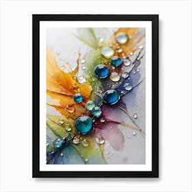 Watercolor With Water Droplets Art Print