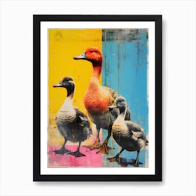 Duckling Family Screen Print Inspired 1 Art Print