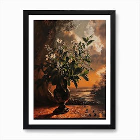 Baroque Floral Still Life Periwinkle 1 Art Print