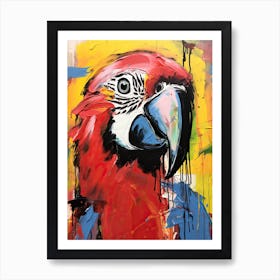 Red Parrot, Basquiat Style Art Print